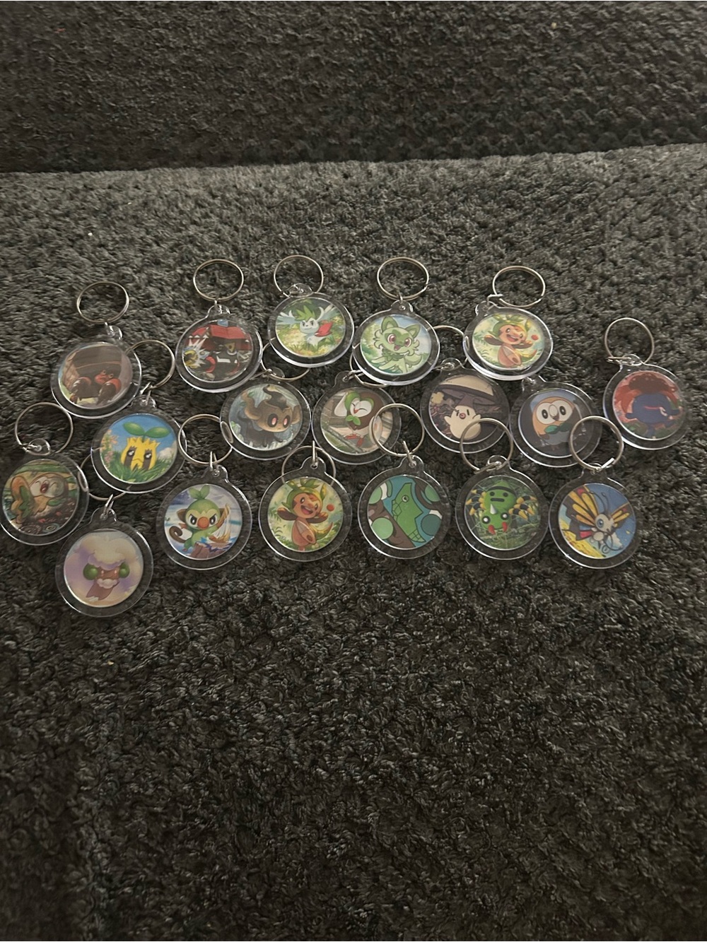 Hand Crafted clear acrylic Pokemon-style character keychain - multicolor